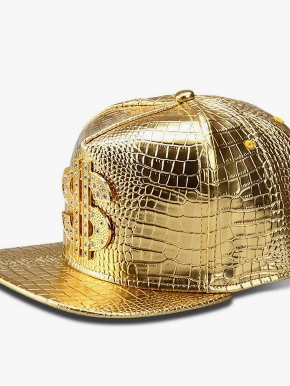 Gold Money Gangster PC Leather Hat Bling $ Dollar Sign Logo Rapper Unisex